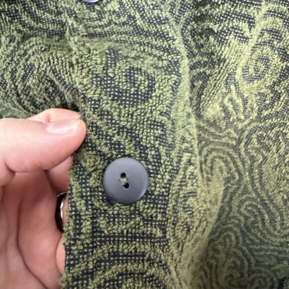 OAS Terry Cloth Button Shirt Green Pattern Men’s XXL Portugal Resortwea - Picture 2 of 5